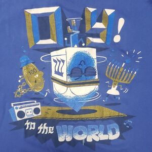 WOOT! MENS " OY TO THE WORLD" HANNAKAH TEE SIZE 2X